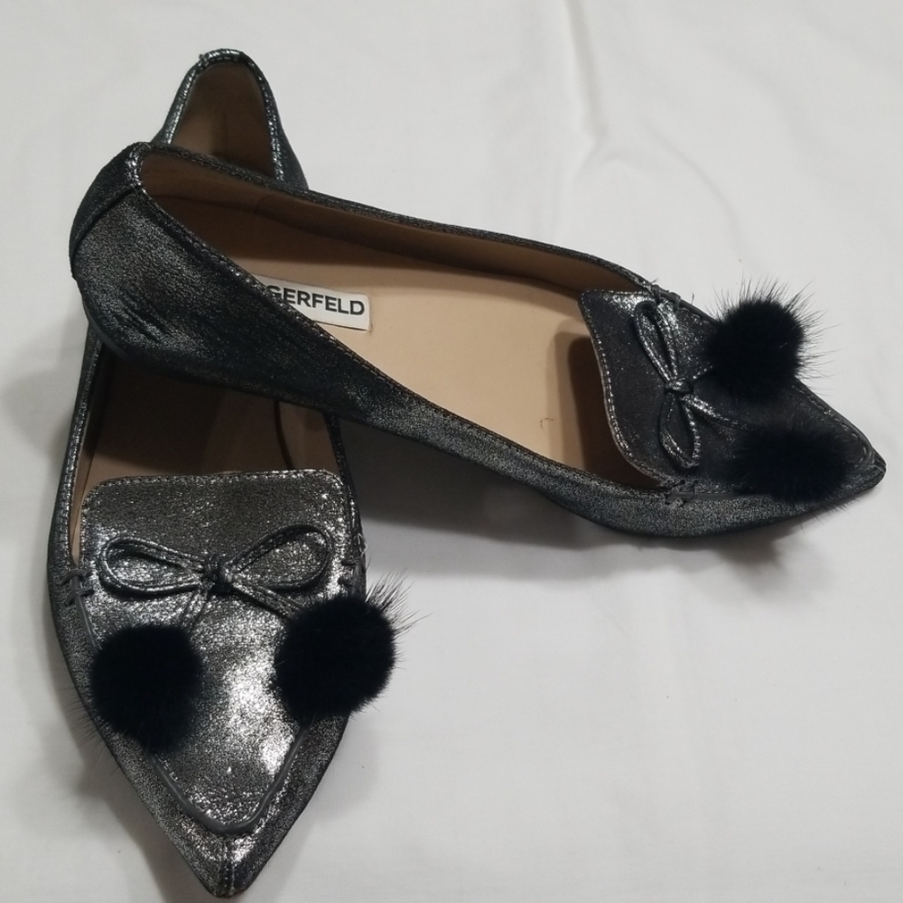 Beautiful Karl Lagerfeld Silver Loafers